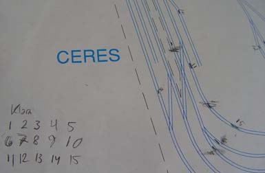 Beviset. Ritningen som visar att alla 15 avkopplingar på Ceres är monterade. De skall placeras in på en datorritning, men är i skrivande stund ännu ej påbörjat. Ändå finns avkopplingarna där. Mystiskt...